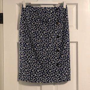 Talbots Pencil Skirt | Size 4 | navy & white polka dots